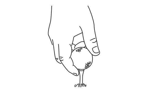 hand placing golf ball on tee clip art preview
