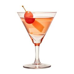 cocktail with cherry isolated on transparent background cutout
