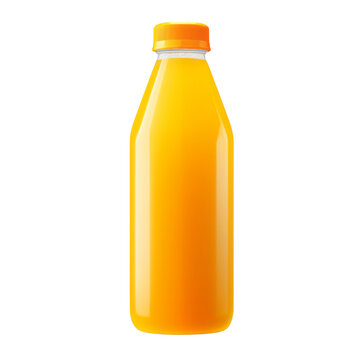 orange juice bottle isolated on transparent background cutout