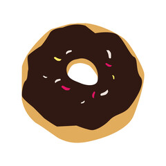 Chocolate donut flat illustration