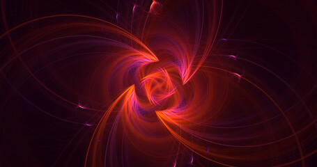 3D rendering abstract multicolored fractal light background with bright center