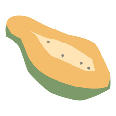 Sliced papaya flat illustration