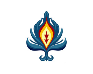 art element in oriental style, flat vector illustration