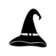 Halloween silhouette Black silhouette of halloween witch magic hat element Halloween party decorations Witch's hat vector illustration