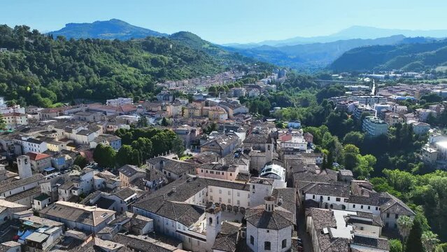 Ascoli Piceno, Marche, Italia, il centro storico.
Ripresa aerea della citt&agrave; di Ascoli Piceno.
