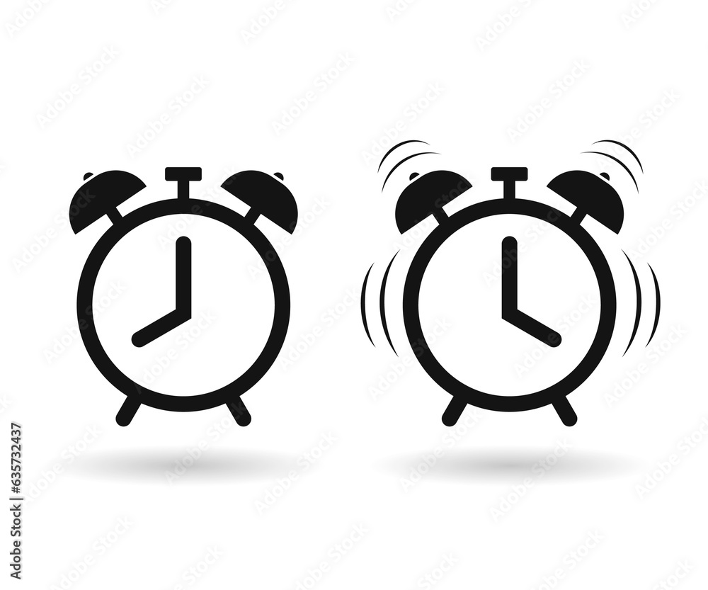 Poster alarm clock vector icon. simple outline style, alarm clock ringing icon