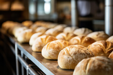 Loafs of bread in a bakery