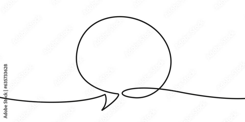Aufkleber speech bubble continuous single line drawing. simple outline silhouette of speech bubble, black sket