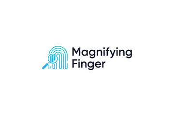 Monogram magnifying glass fingerprint logo design