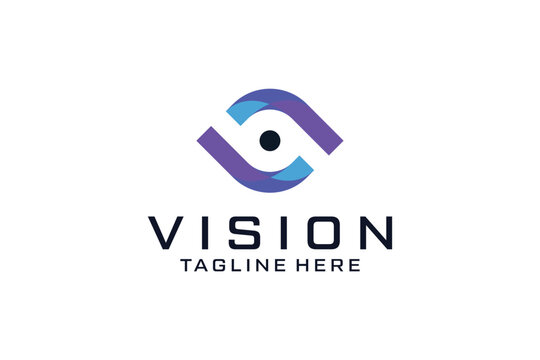 Modern unique flat eye vision optical logo design