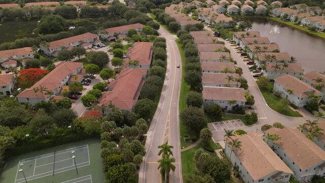 neighborhood community in Florida. Luxury houses in Miami. modern home