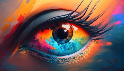 Liquid paint eye colorful abstract background wallpaper, design shape graphic illustration