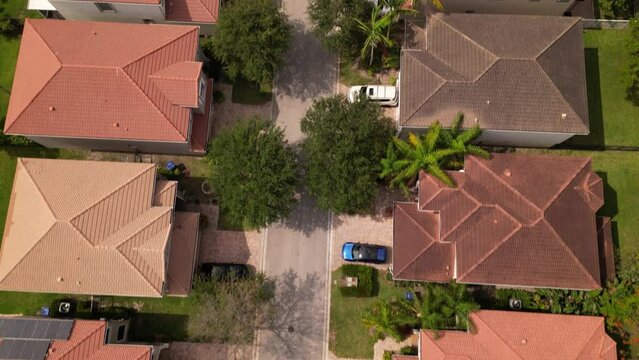 neighborhood community in Florida. Luxury houses in Miami. modern home