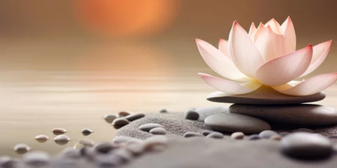 Papier Peint photo Spa Detail of lotus flower on a blurred background, Concept of mindfulness