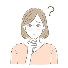 顎に手を置いて疑問をもっている女性