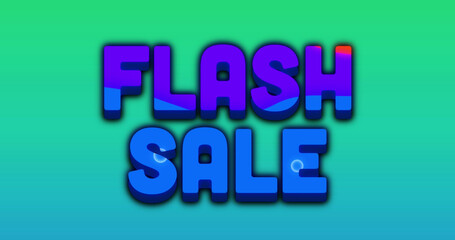 Composite of flash sale text over green to blue background