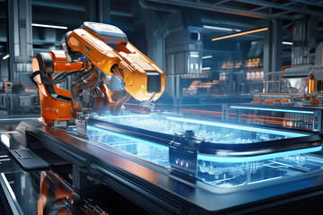 AI-equipped industrial machines working in factories