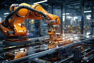 AI-equipped industrial machines working in factories
