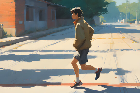 person running on the street.
Generative AI