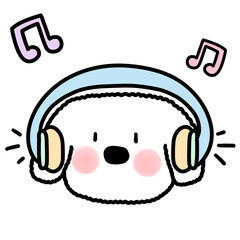 dog listening to music
