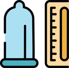Condom length icon outline vector. Sex education. Puberty gender color flat