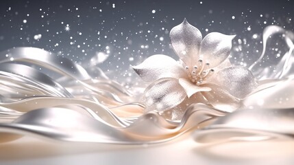 Beautiful flower on bokeh background with copy space.. Аbstract background with bokeh defocused lights. Glittering lights background. 3D rendering