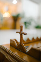 Wooden cross in the church