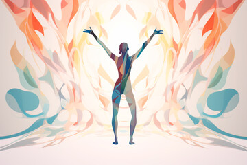 Obraz na płótnie Canvas Art yoga classes in white tones. AI Generated