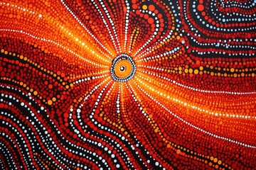 Australia culture art with river and tortoise, sea life. Aboriginal style painting. Generative Ai.