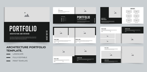 Landscape Portfolio layout design Architecture portfolio or real estate portfolio black and white color design