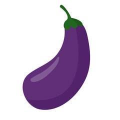Eggplant or aubergine flat icon vector illustration, brinjal or baigan vegetable in cartoon style