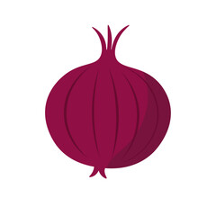 Red onion flat icon vector illustration, purple  or blue onions vegetable in cartoon style, food ingredients