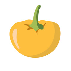 Yellow bell pepper or paprika kuning vegetable, flat icon vector illustration, sweet pepper or capsicum in cartoon style