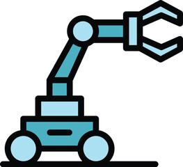 Wheel hand robot icon outline vector. Future mascot. Smart space color flat