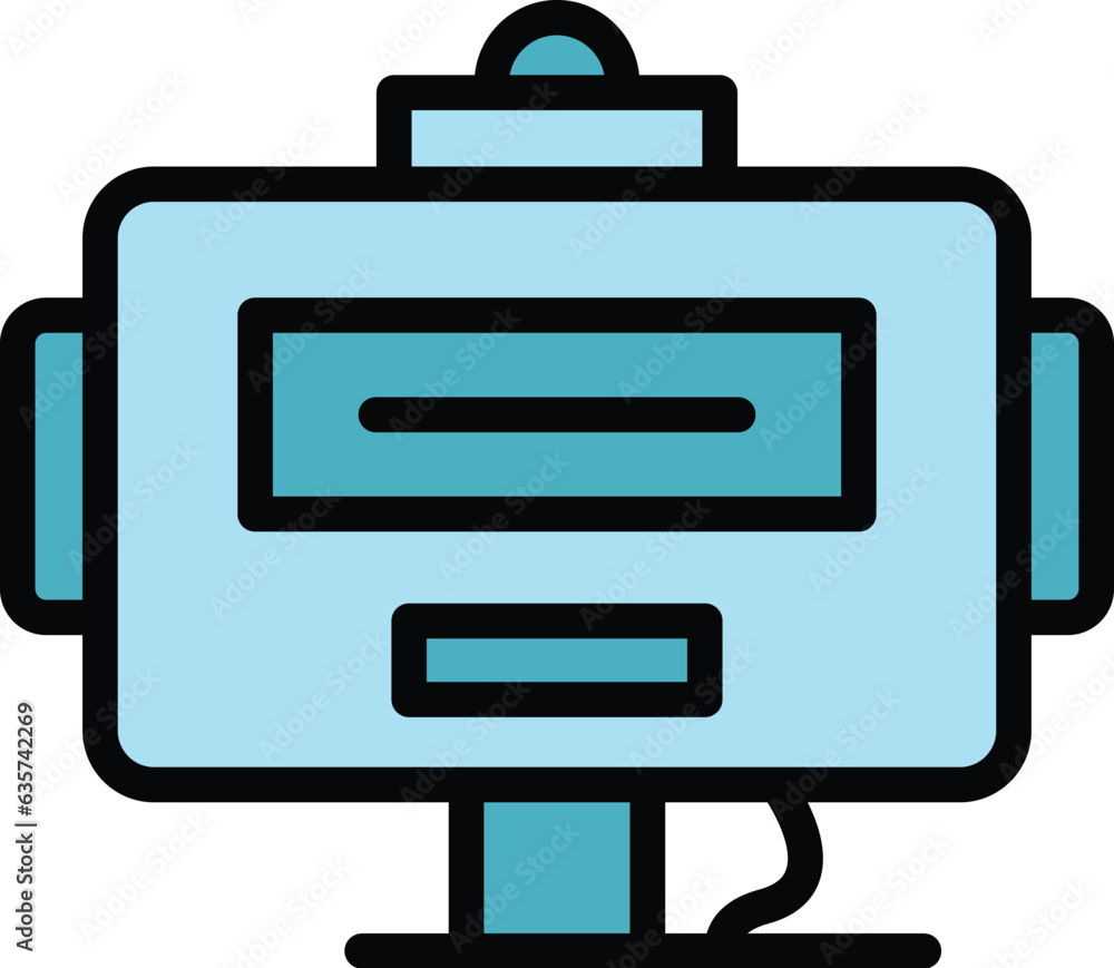 Aufkleber robot head icon outline vector. cute bot. android child color flat