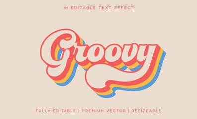 Fully Editable Text Effect Style, groovy editable typography, groovy retro text effect, groovy bubbly font letters © Frenzy Studio