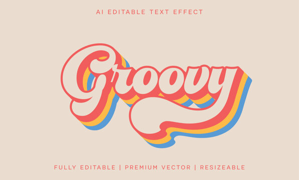 groovy editable typography, groovy retro text effect, groovy bubbly font letters