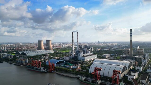 Aerial Photography of Industrial Environment in Minhang District, Shanghai, China