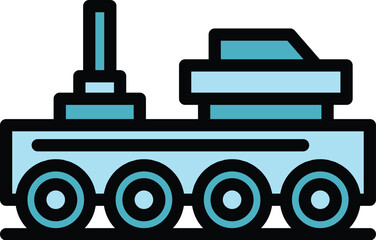 Robot wheel ai icon outline vector. Mascot android. Child tech color flat