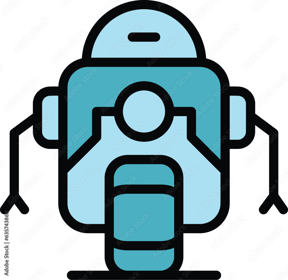 Poster one wheel robot icon outline vector. future android. ai space color flat