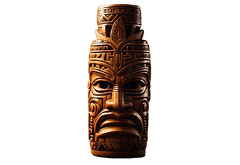 Polynesian culture, tiki statue, hawai, banner isolated on transparent background png