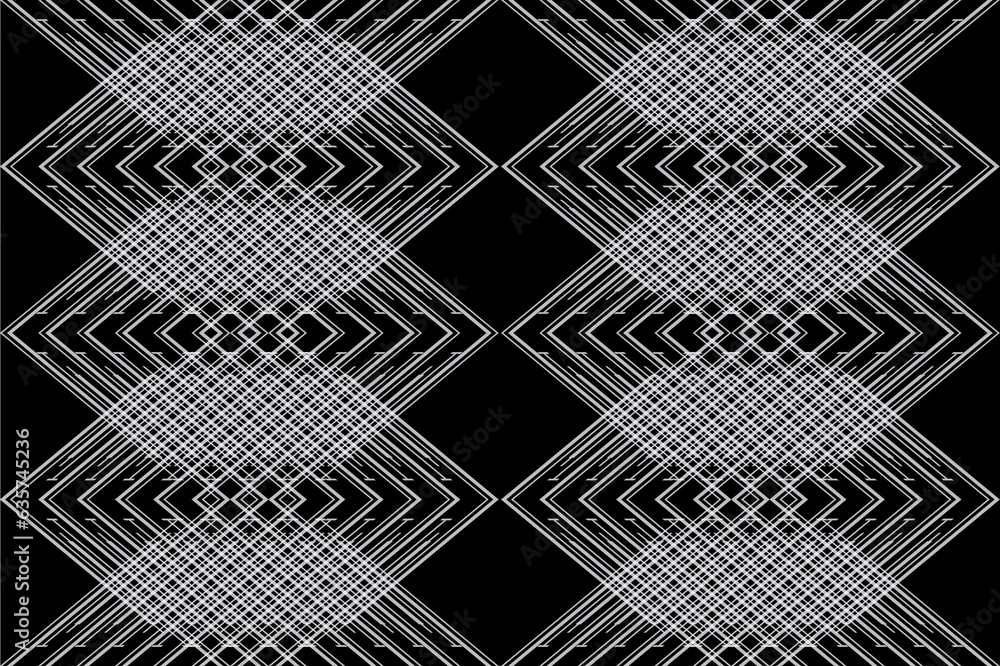 Poster diagonal of line pattern. design weaving motif lines white on black background. design print for ill