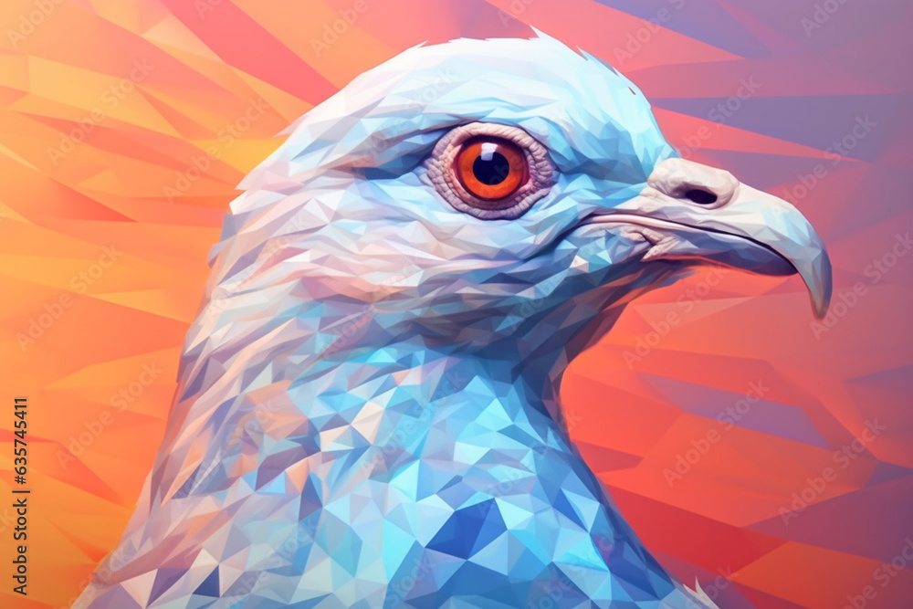 Aufkleber a pastel-colored geometric-themed ptarmigan illustration with angular shapes and delicate pastel sha