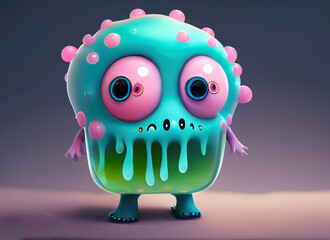 Cute baby monster made of lava. Created with