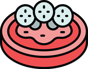 Cheese bruschetta icon outline vector. Food appetizer. Tomato bread color flat