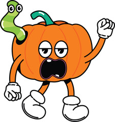 Cute spooky pumpkin ghost halloween illustration