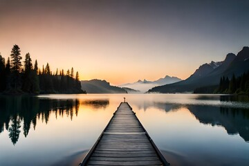 Fototapeta na wymiar sunrise on the lake Created with generative AI