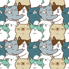 Seamless Pattern of Cartoon Cat Illustration Design