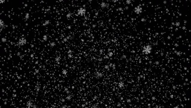 4K animation of falling snowflakes overlay