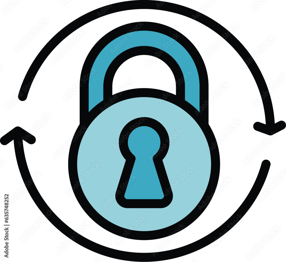 Poster lock lesson icon outline vector. private class. exam learning color flat